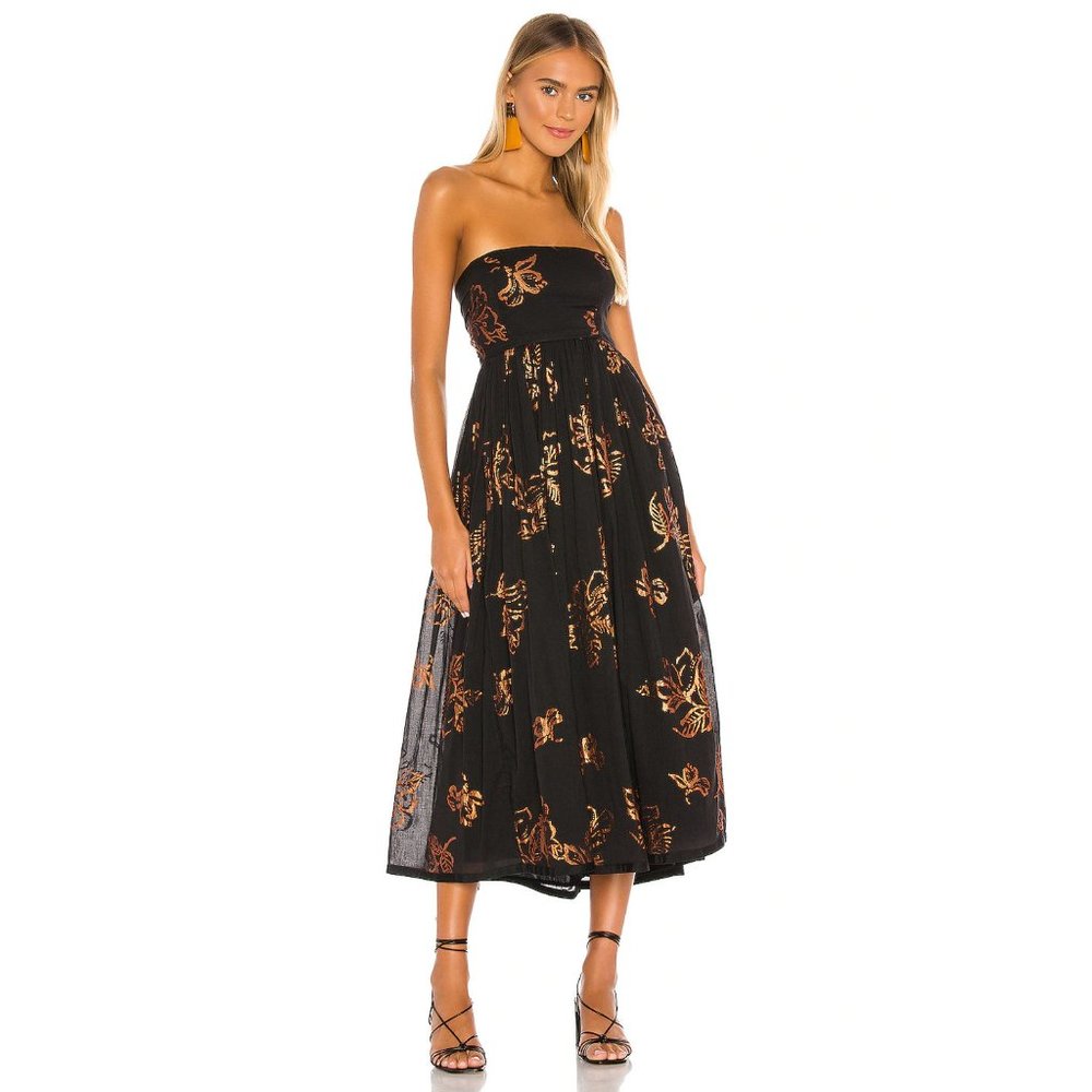 Free People Baja Babe Midi Dress in Black Combo